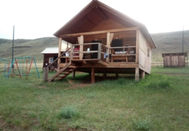 Деревянный домик с террасой, База отдыха На Тусе, Соленоозерное