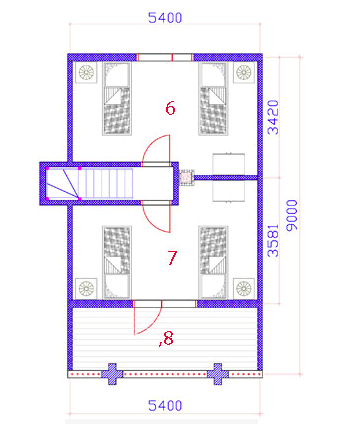 Коттедж 6-местный план 2 этажа