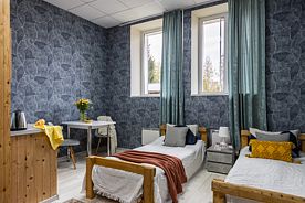 Двухместные Апартаменты с кухней с видом на внутренний двор двуспальная кровать, База отдыха Усадьба Лебяжье, деревня Черная Лахта