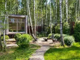 Дубль-дом 1 с панорамной сауной и купелью, Гостевой дом Дубль-Дом в Green Forest Club, Мышенское