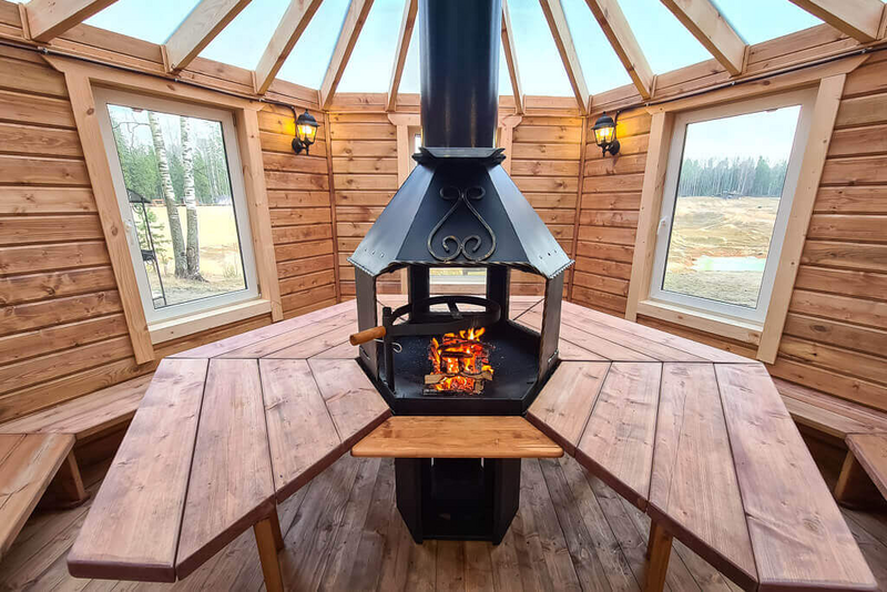 Теплая гриль-беседка №12